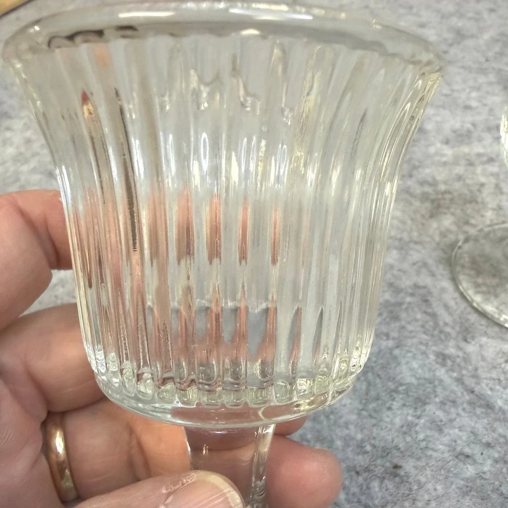 Vintage Indiana Ribbed Glass Footed 4